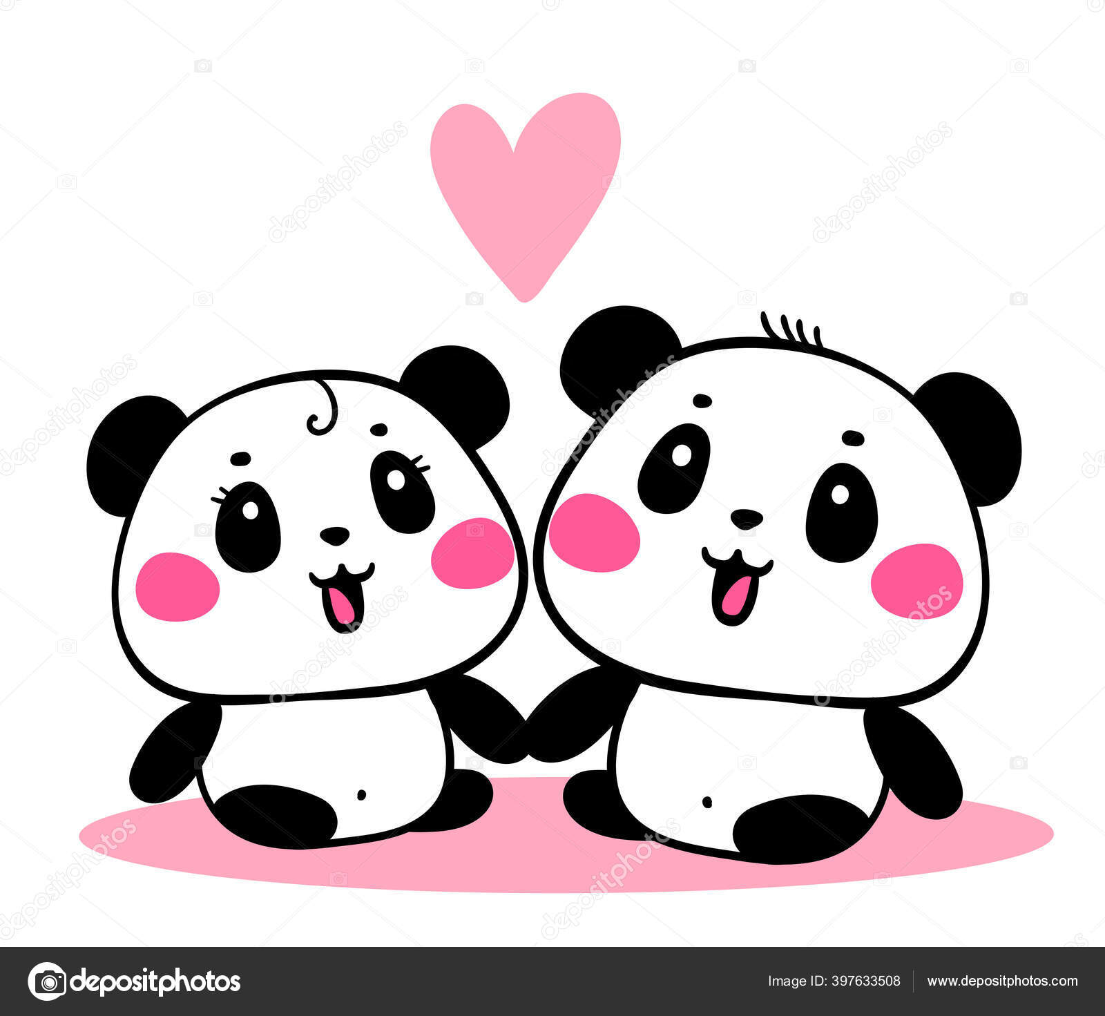 Panda design couple Vector Art Stock Images | Depositphotos