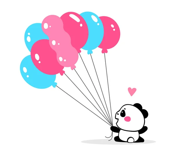 Εικονογράφηση Διάνυσμα Της Υπέροχο Panda Κινουμένων Σχεδίων Δέσμη Ροζ Και — Διανυσματικό Αρχείο