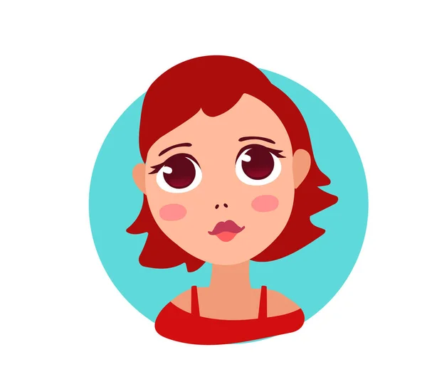 Ilustración Vectorial Retrato Una Hermosa Chica Triste Con Grandes Ojos — Archivo Imágenes Vectoriales