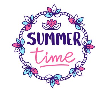 Beyaz arkaplan üzerinde renkli çember çerçeve ve metin olan vektör yaz illüstrasyonu. Kart, web, site, poster, davetiye için satır sanatı tasarımı