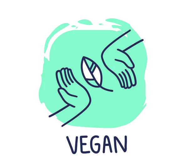 Ilustração Vetorial Símbolo Vegan Com Desenho Animado Folha Verde Entre —  Vetores de Stock