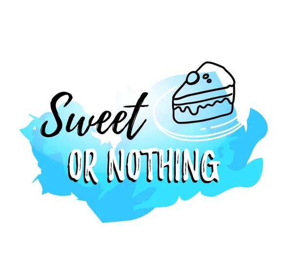 Vector Illustration Inscription Sweet Nothing Line Art Style Piece Cake — Stock Vector