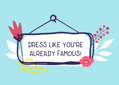 Mavi arkaplanda çiçekler ve tırnak içinde çerçevenin vektör romantik illüstrasyonu