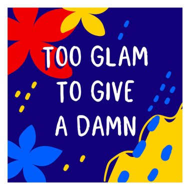 Güzel, parlak renk çiçekli romantik bir illüstrasyon ve çerçevede mavi arka planda alıntı. Web, site, poster, satış afişi, tebrik kartı için düz stil soyut tasarım şablonu