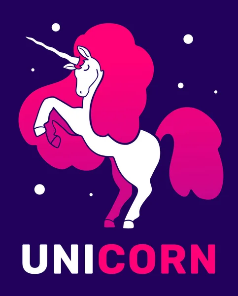 Ilustración Vectorial Unicornio Mágico Sobre Fondo Oscuro Con Texto Diseño — Vector de stock