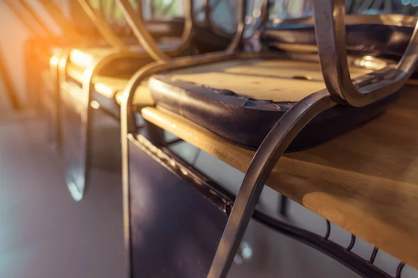 Vintage Tone Image Empty Classroom Row Chair Finish Class End — Stock Photo, Image