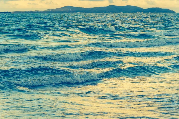 Vintage Tone Image Sea Cloudy Blue Sky Island Horizon — Stock Photo, Image