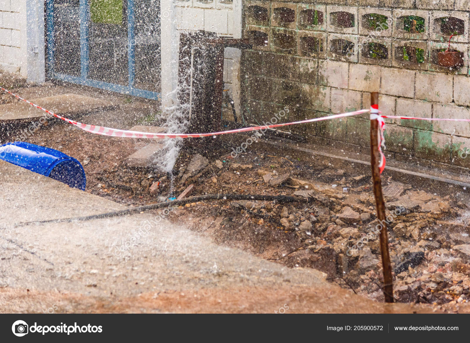 Image Tap Water Fountain Leaking Pipeline Poor Street Construction Fix