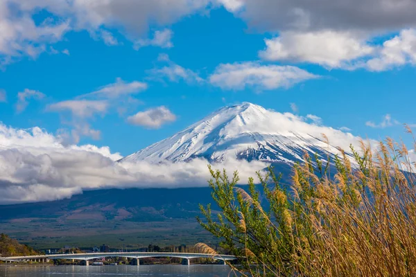 Imagen Del Monte Fuji Lago Kawaguchi Con Cielo Nublado Vista — Foto de Stock