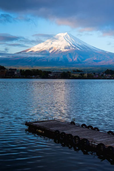 Imagen Tono Vintage Del Monte Fuji Muelle Lago Kawaguchi Prefectura — Foto de Stock