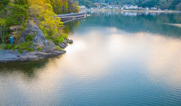 Obraz Jezero Trávy Ranní Čas Městě Kawaguchiko Japonsko — Stock fotografie