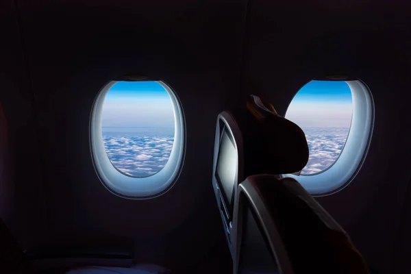 Plane seat overlooking the beautiful sky — Stock Photo, Image