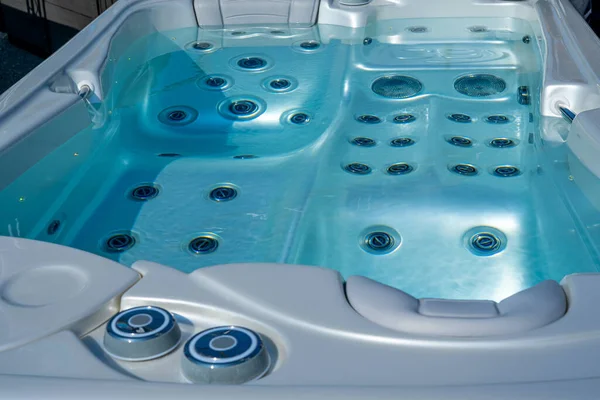 Closeup of water in hot bath tubs at spa. — Stock Photo, Image