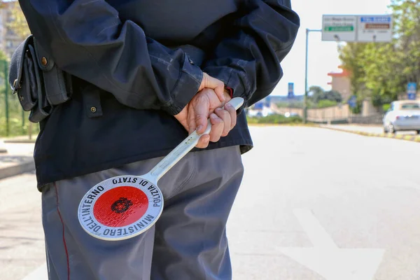 Polizia Italiana Durante Checkpoint Puglia — Foto Stock