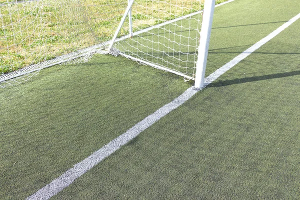 Piłka Nożna Bramkę Stadionie Plenerze — Zdjęcie stockowe