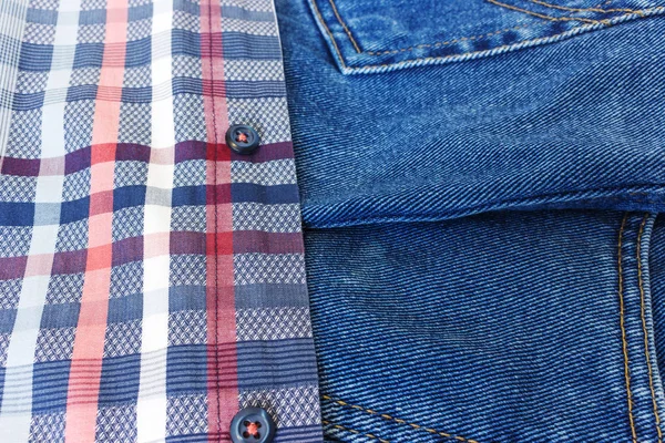 Getragene Jeans Und Baumwolle Hintergrund — Stockfoto