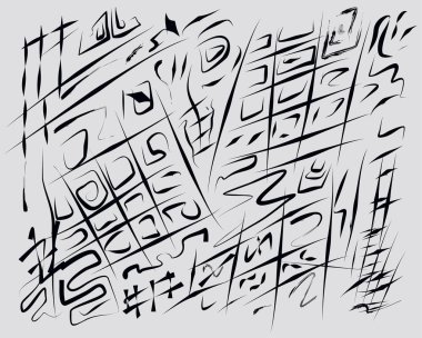 gri arka plandaki siyah konturlar ve çizgiler