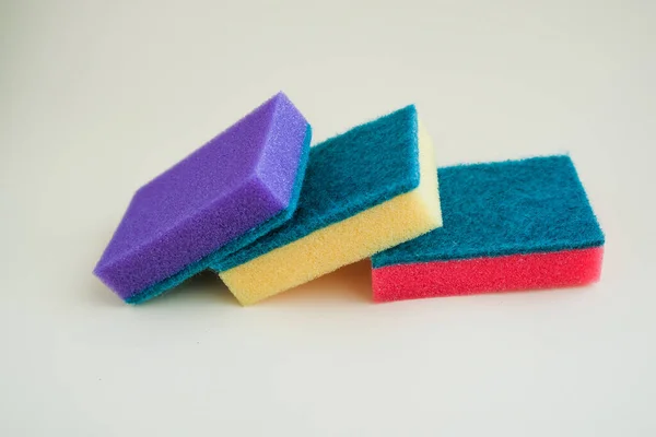 Sponges for washing and cleaning in bright color — Stock Photo, Image