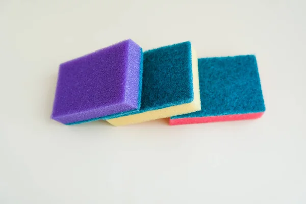 Sponges for washing and cleaning in bright color — Stock Photo, Image