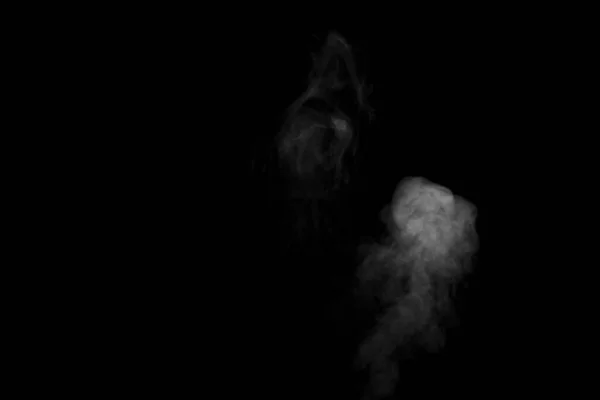 Abstract White Steam Smoke Form Cloud Black Background Copy Space — Stock Photo, Image