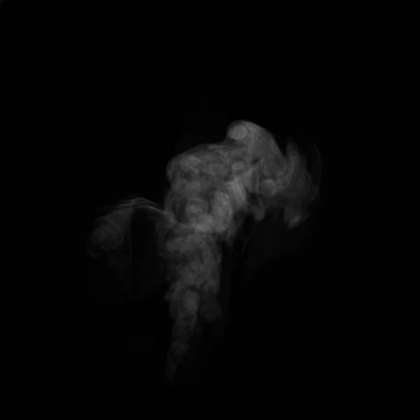 Detailní Záběry Kudrlin Páry Nebo Kouře Kapkami Vlhkosti Izolované Černém — Stock fotografie