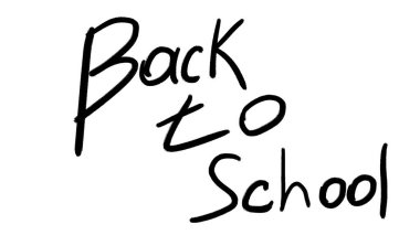 Beyaz arka planda siyah harflerle okula dönüş yazısı. Okul konseptine geri dönelim. Pankart. Tasarımınız için metin.