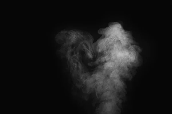 Fumaça Encaracolada Vapor Isolado Fundo Preto Fumo Parece Fantasma Pode — Fotografia de Stock