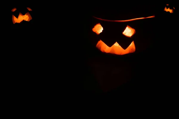 Halloween Dynia Uśmiech Straszne Oczy Imprezę Jack Latarnia Izolowany Czarnym — Zdjęcie stockowe