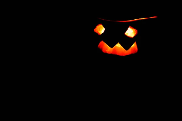 Halloween Dynia Uśmiech Straszne Oczy Imprezę Jack Latarnia Izolowany Czarnym — Zdjęcie stockowe