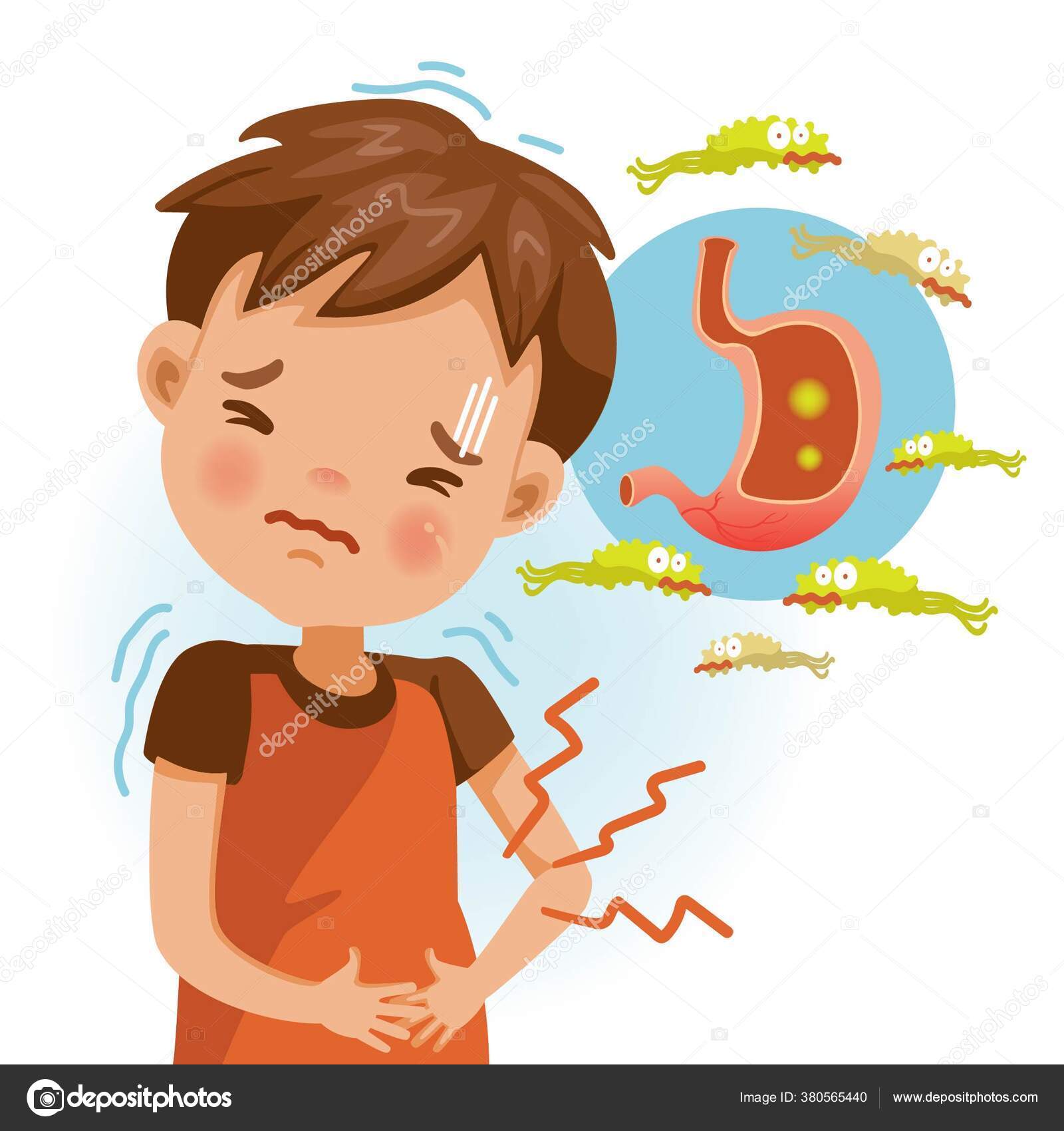 Boy Suffering Stomach Painful Acid Reflux Heartburn Gas Bloating