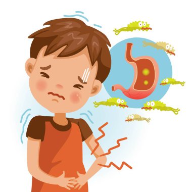 Çocuk mide ağrısı, reflü, mide ekşimesi, gaz, şişkinlik, geğirme ve gaz hastalığından muzdarip. Gastrointestinal viral enfeksiyonlardan kaynaklanıyor. Gastrointestinal sistem hastalığı. 