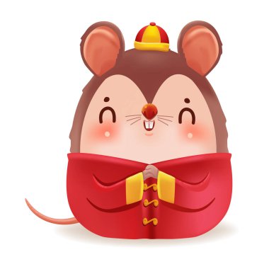 Mutlu Çin Yeni Yılı 2002. Altın taşıyan hayvan karakteri. Beyaz arkaplanda izole edilmiş vektör tasarımı.