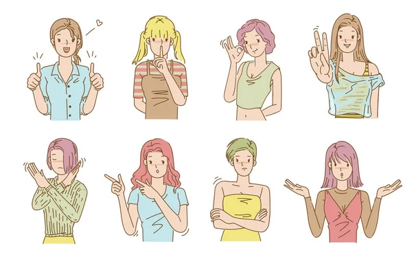 Beyaz arka planda izole edilmiş kadın karakterler 