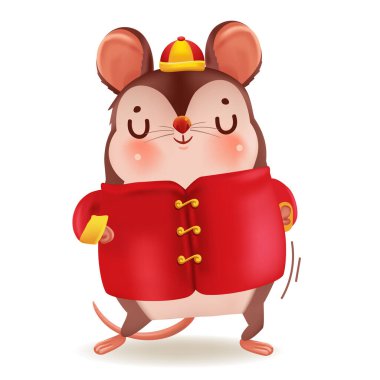 Mutlu Çin Yeni Yılı 2002. Altın taşıyan hayvan karakteri. Beyaz arkaplanda izole edilmiş vektör tasarımı.