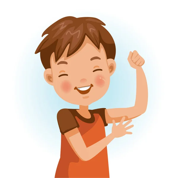 Chico Sano Emociones Positivas Sonriendo Dibujos Animados Carácter Vector Ilustración — Archivo Imágenes Vectoriales