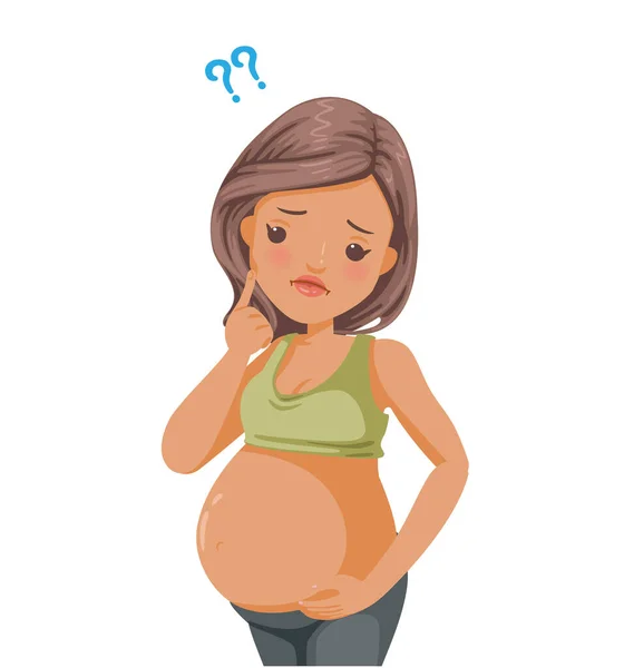 Pregnancy Thinking Wondering Don Understand Vector Illustration Isolated White Background — Stock Vector