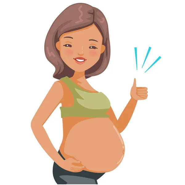 Pulgares Embarazados Feto Madre Que Están Embarazadas Sanos Fuertes Ilustración — Vector de stock