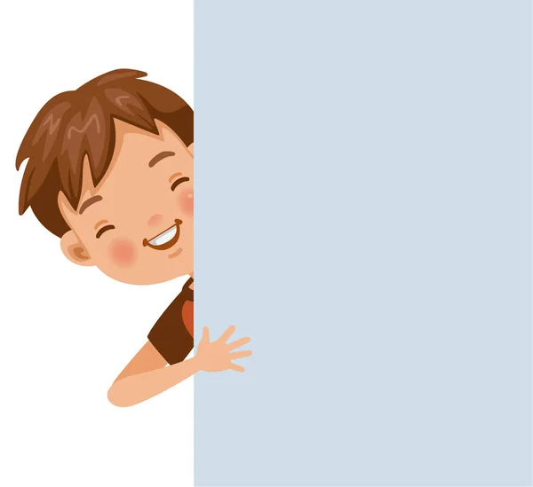 Muchacho Sonriente Fuera Pared Ilustración Vectorial Fondo Blanco Aislado — Archivo Imágenes Vectoriales