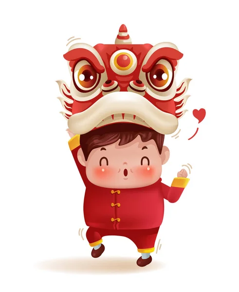 Personnalité Chinoise Des Enfants Fille Garçon Robe Rouge Cheongsam Des — Image vectorielle