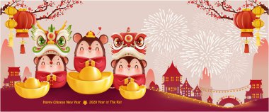 Mutlu Çin Yeni Yılı. Fare Yılı.