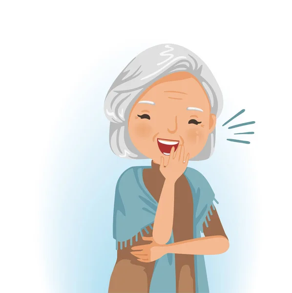 Ηλικιωμένες Γυναίκες Γελάνε Χαρούμενη Τελειόφοιτη Πορτρέτο Της Όμορφης Γιαγιάς Χαλαρωτικό — Διανυσματικό Αρχείο