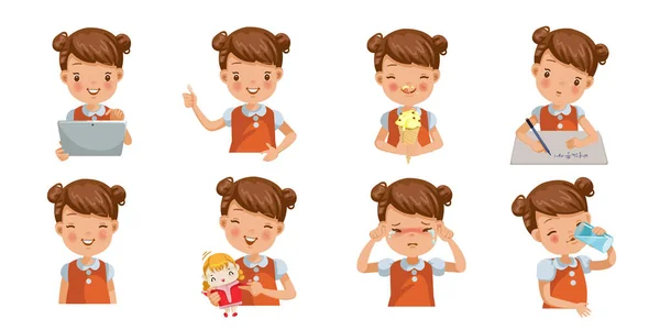 Verzameling Van Kinderactiviteiten Gebaren Emoties Van Kinderen Kinderen Vector Icoon Stockillustratie