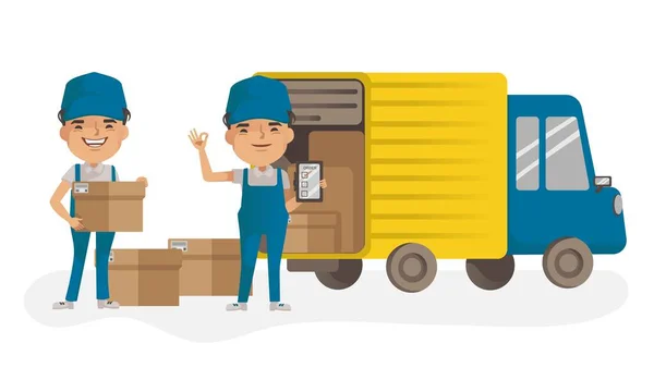 Delivery Man Vector Set Man Holding Box Product Deliveryman Uniform Vector Graphics