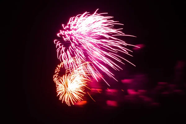 Evening Fireworks Honor Holiday Victory Day — Stock Photo, Image