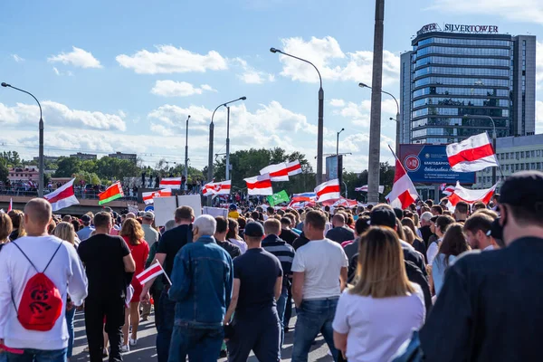 Minsk Belarus Września 2020 Pokojowe Protesty Przeciwko Represjom Przemocy Wynikom — Zdjęcie stockowe