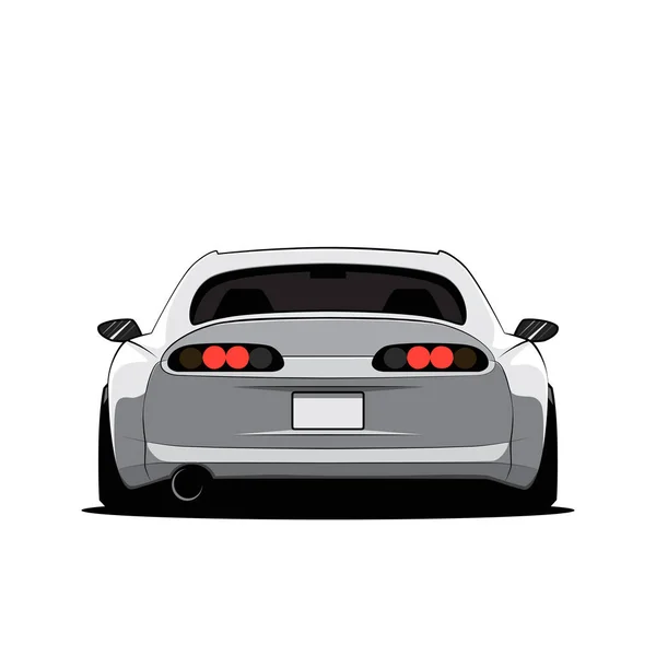 Cartoon japan tuned car isolated. Back view. Vector illustration