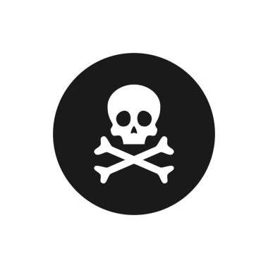 Kafatası ve kemiklerin simgesi. Uyarı işareti zehir. Vektör çizim