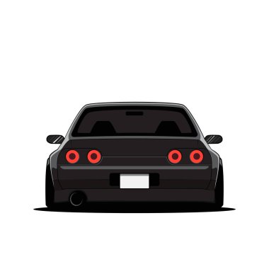 İzole karikatür ayarlı Japonya araba. Arkadan görünüm. Vektör çizim