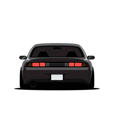 İzole karikatür ayarlı Japonya araba. Arkadan görünüm. Vektör çizim