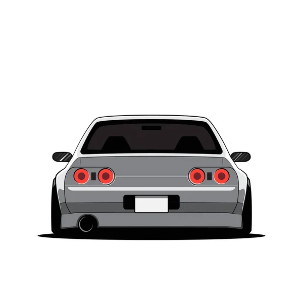 Cartoon Japón Sintonizó Coche Aislado Vista Trasera Ilustración Vectorial — Vector de stock